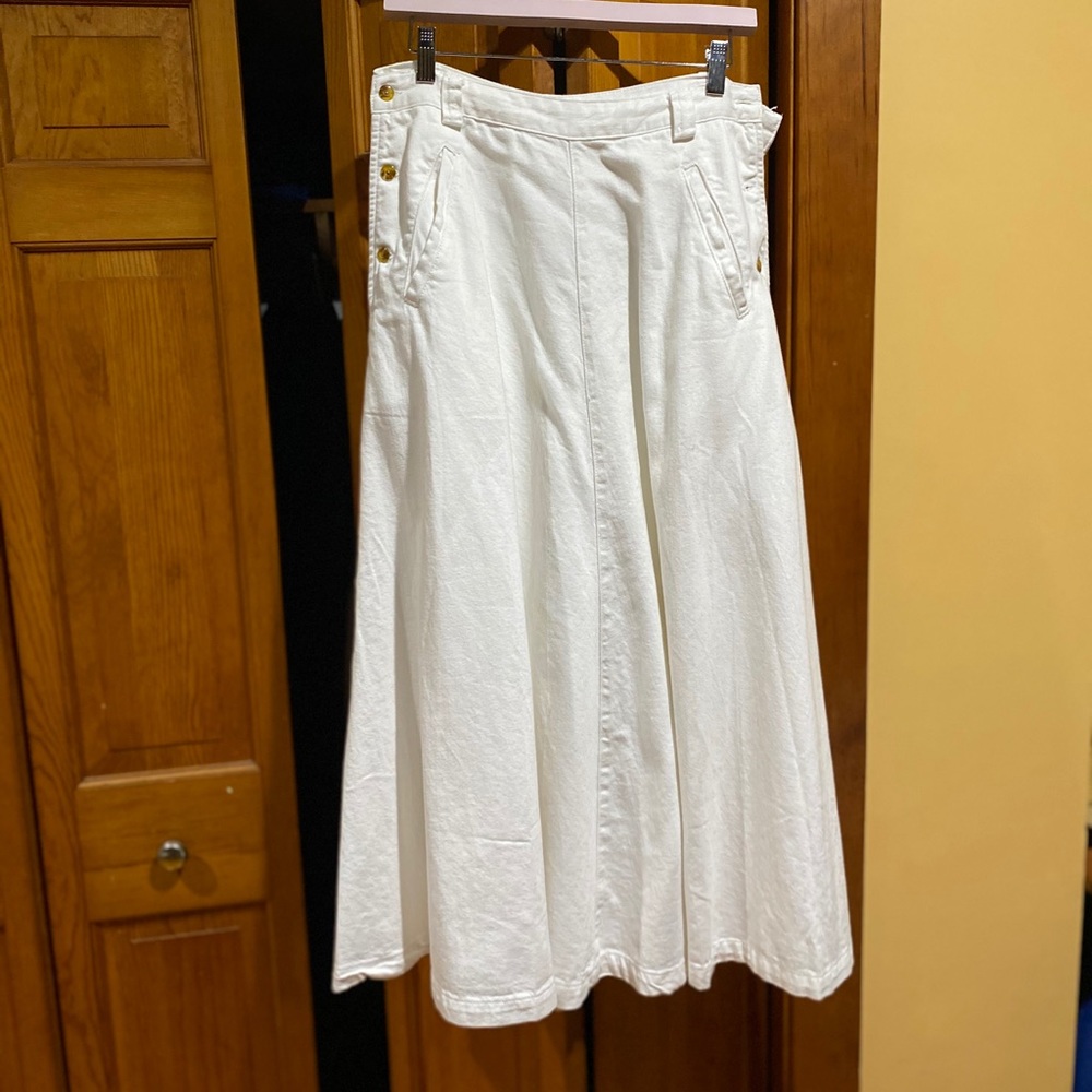 WHITE DENIM MAXI SKIRT